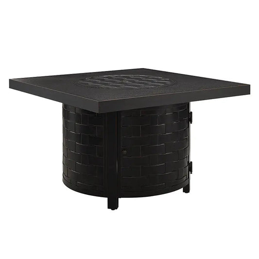 Henley 40" Round Aluminum Basketweave Convertible Gas Fire Pit Table – 55,000 BTU