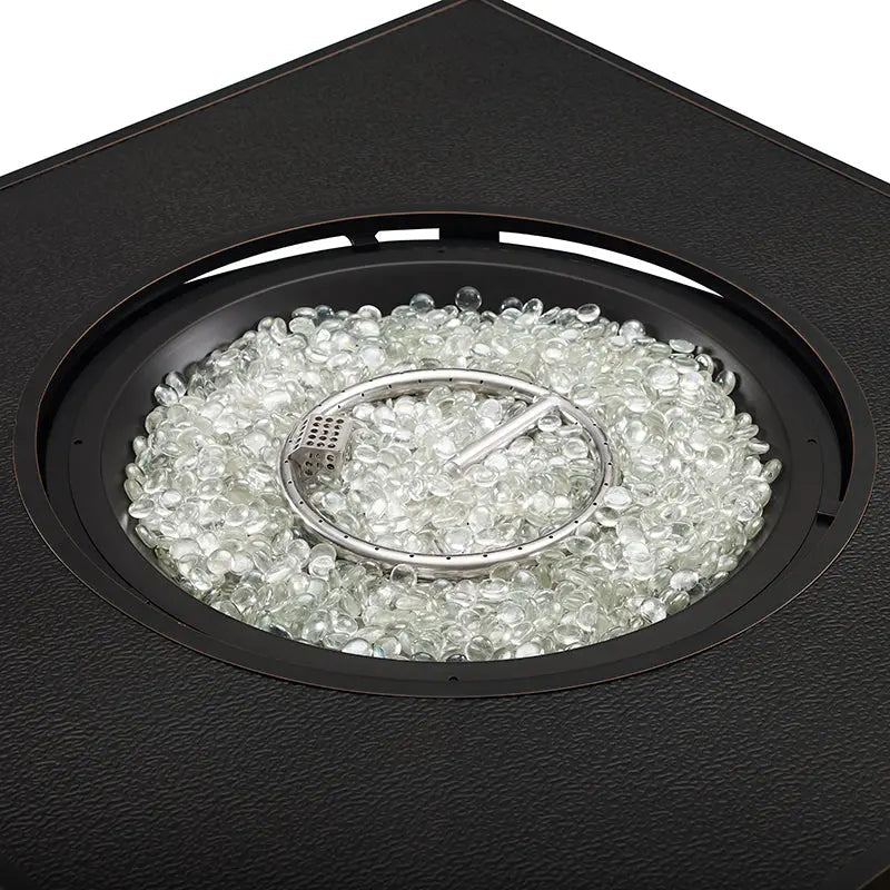 Henley 40" Round Aluminum Basketweave Convertible Gas Fire Pit Table – 55,000 BTU