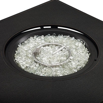 Henley 40" Round Aluminum Basketweave Convertible Gas Fire Pit Table – 55,000 BTU