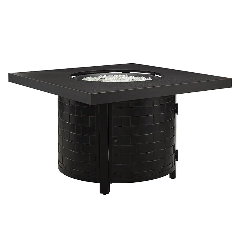 Henley 40" Round Aluminum Basketweave Convertible Gas Fire Pit Table – 55,000 BTU