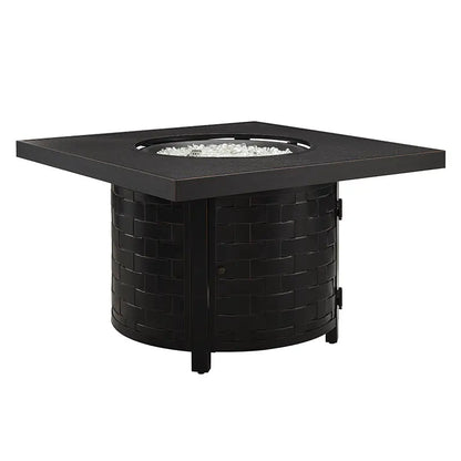Henley 40" Round Aluminum Basketweave Convertible Gas Fire Pit Table – 55,000 BTU