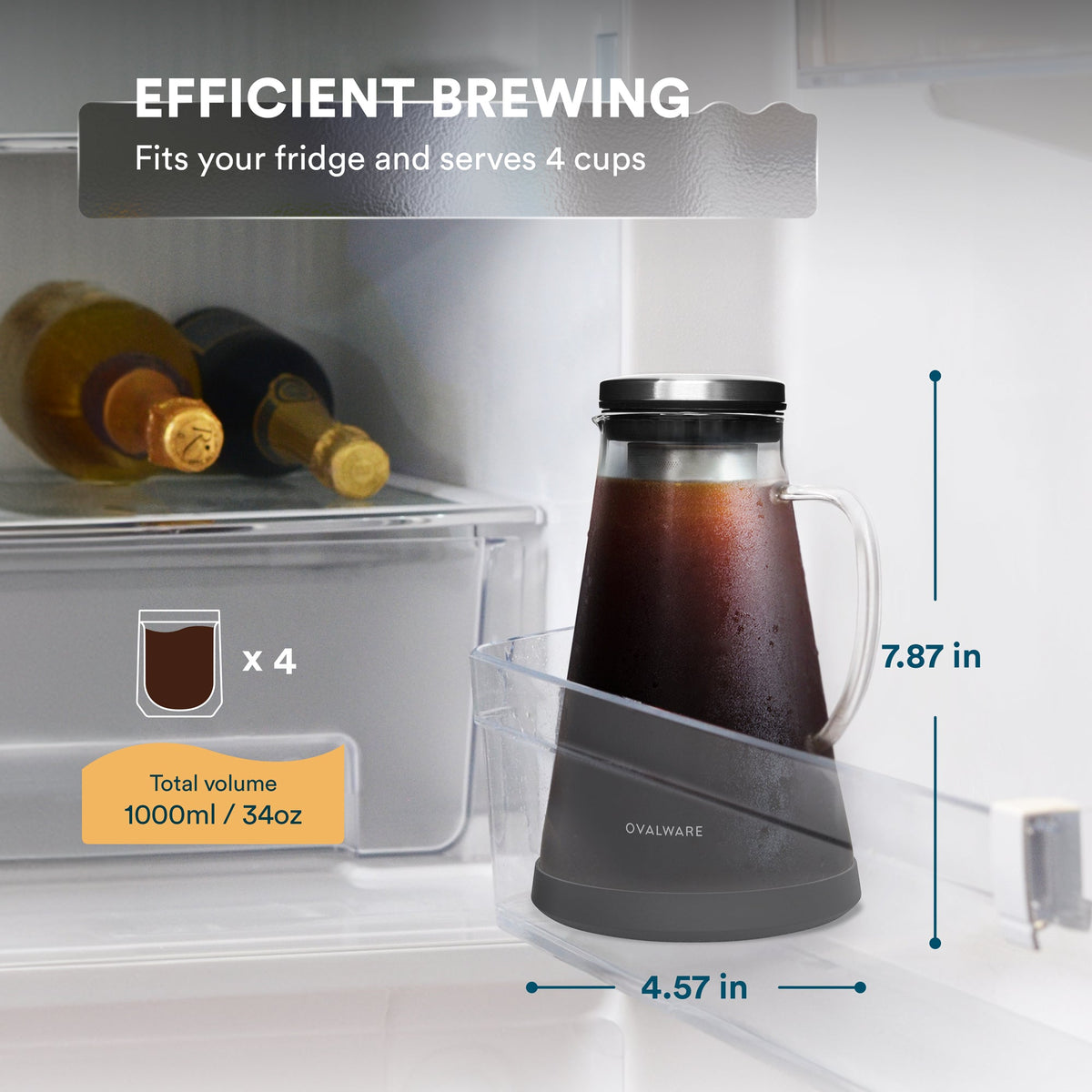 Cold Brew Coffee Maker with Reusable Stainless Steel Filter