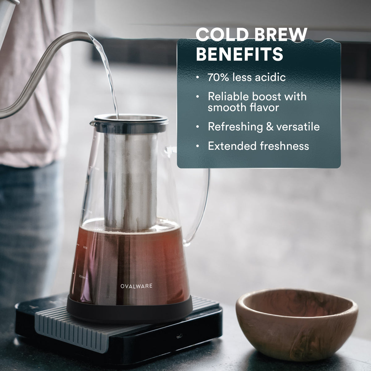 Cold Brew Coffee Maker with Reusable Stainless Steel Filter