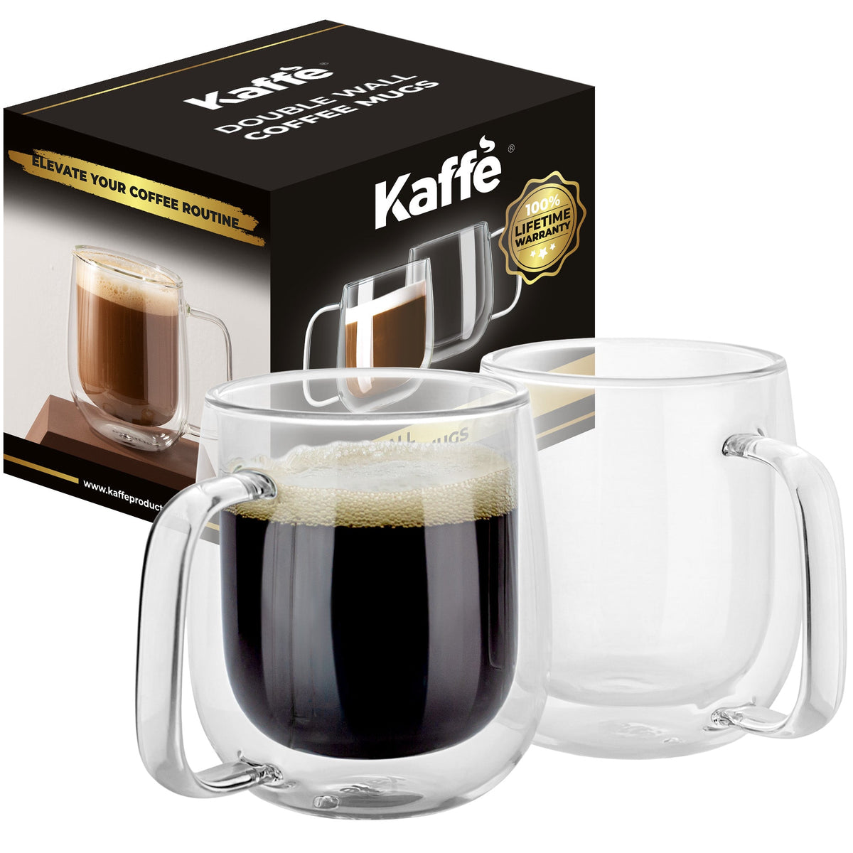 10 oz Double-Wall Borosilicate Glass Mugs – Set of 2