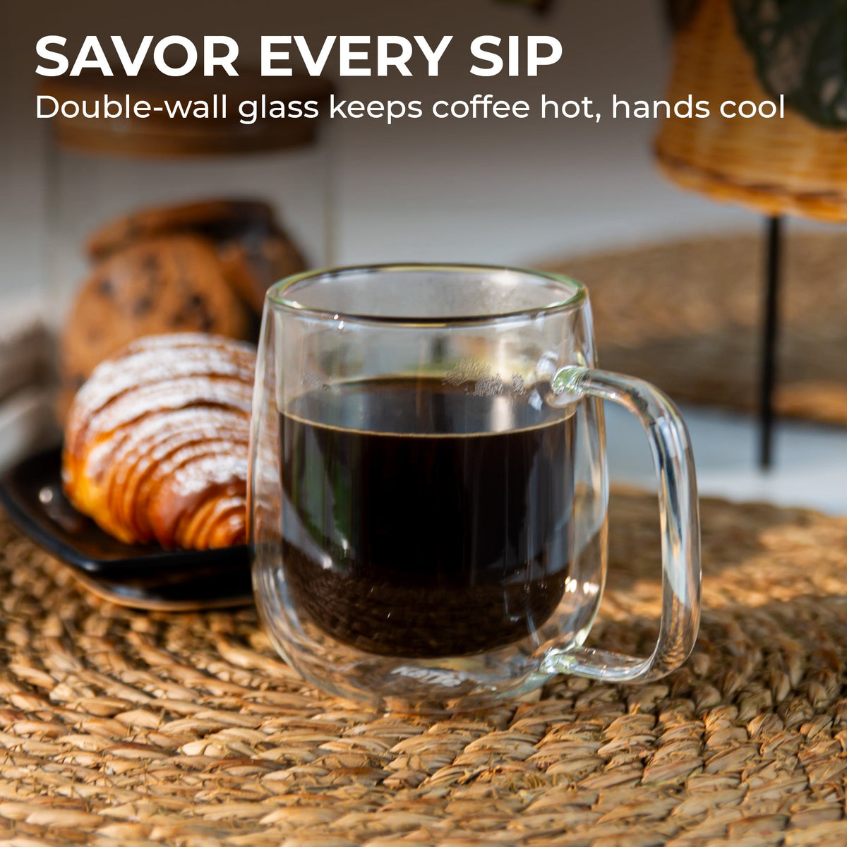 10 oz Double-Wall Borosilicate Glass Mugs – Set of 2