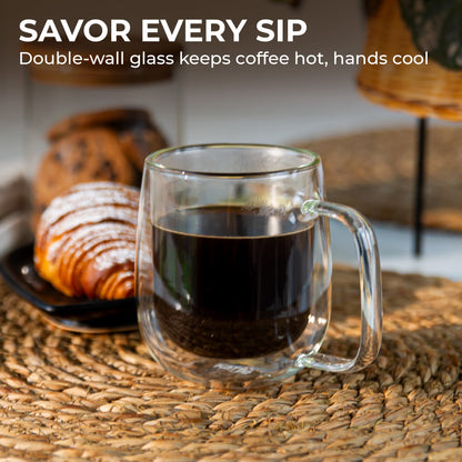 10 oz Double-Wall Borosilicate Glass Mugs – Set of 2