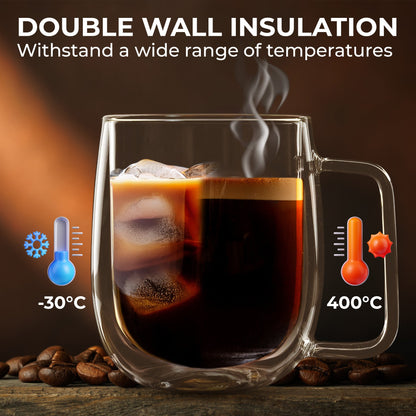 10 oz Double-Wall Borosilicate Glass Mugs – Set of 2