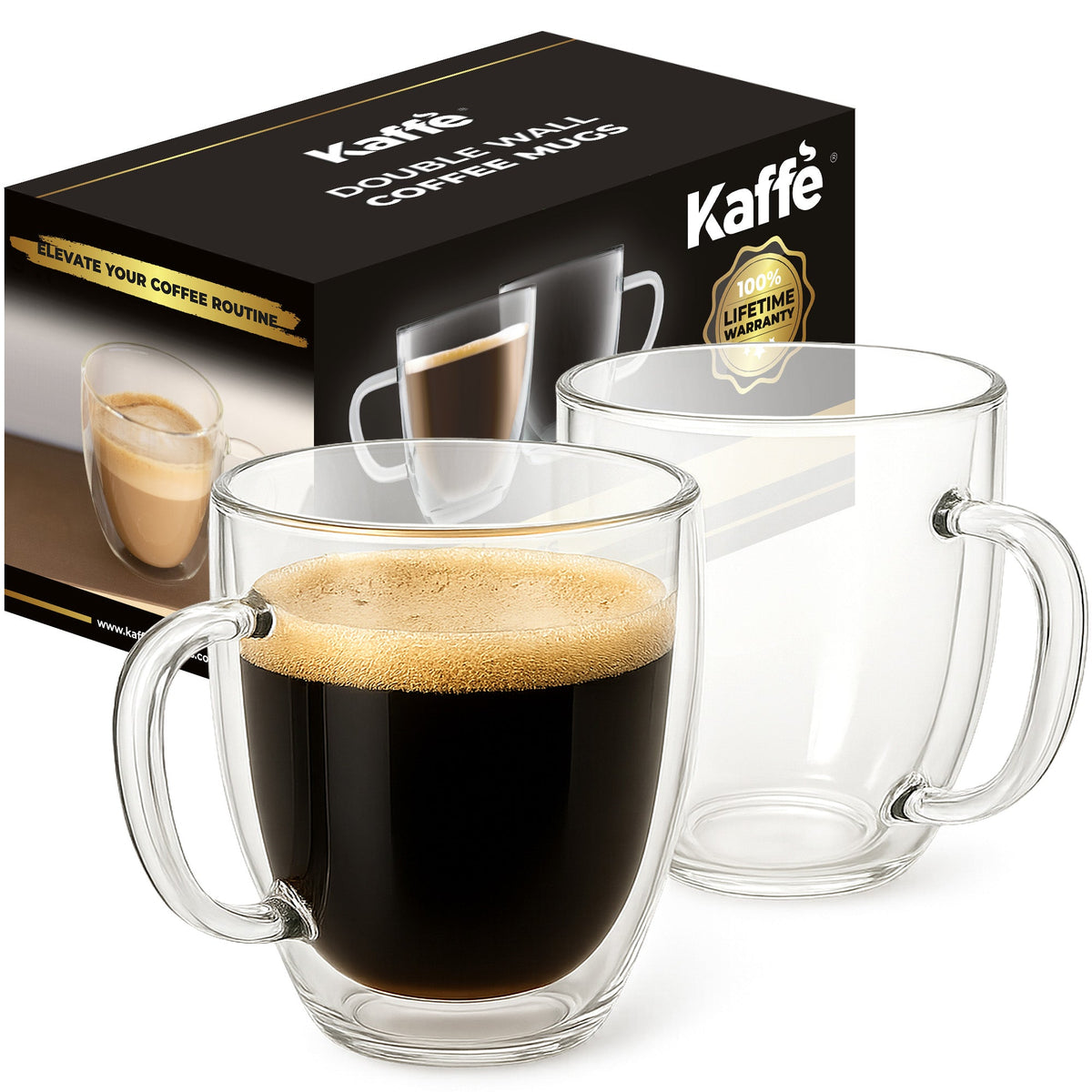 16 oz Double-Wall Borosilicate Glass Mugs – Set of 2