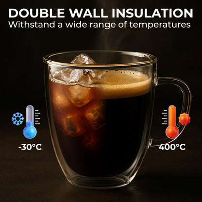 16 oz Double-Wall Borosilicate Glass Mugs – Set of 2