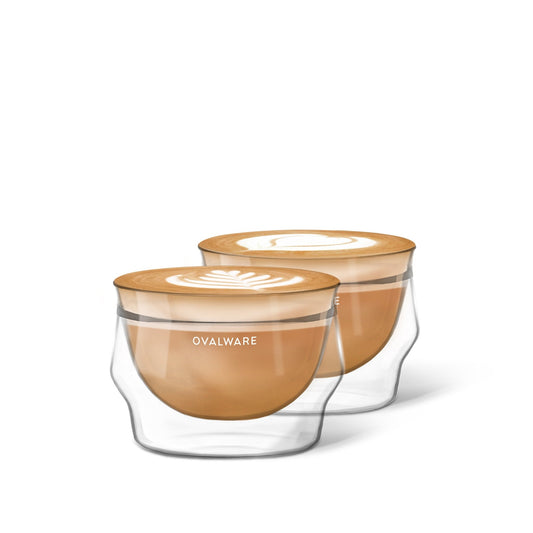 Ovalware Latte Master Double-Wall Glasses – 250ml, Set of 2 - Lavista Moderna