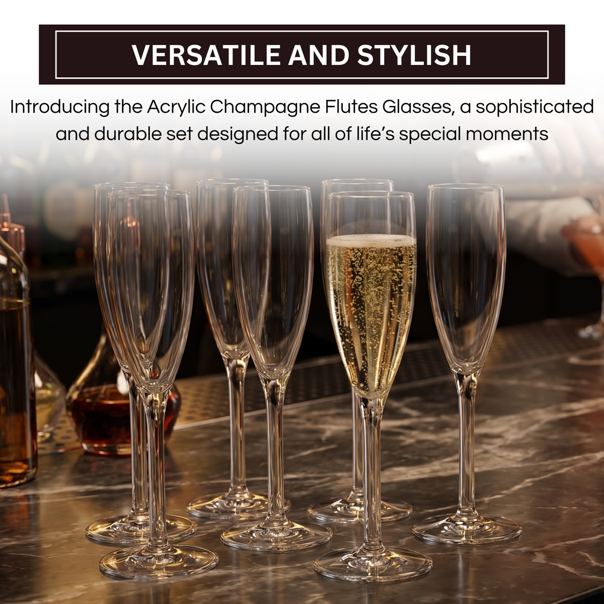 Barcelona Acrylic Champagne Flute Glassware – Set of 6