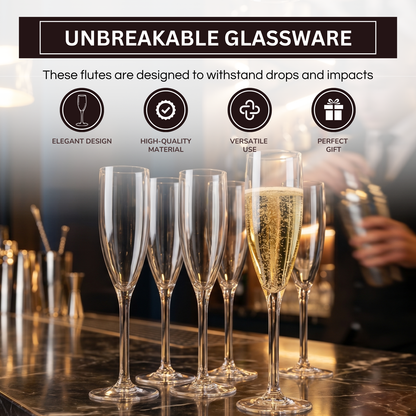 Barcelona Acrylic Champagne Flute Glassware – Set of 6