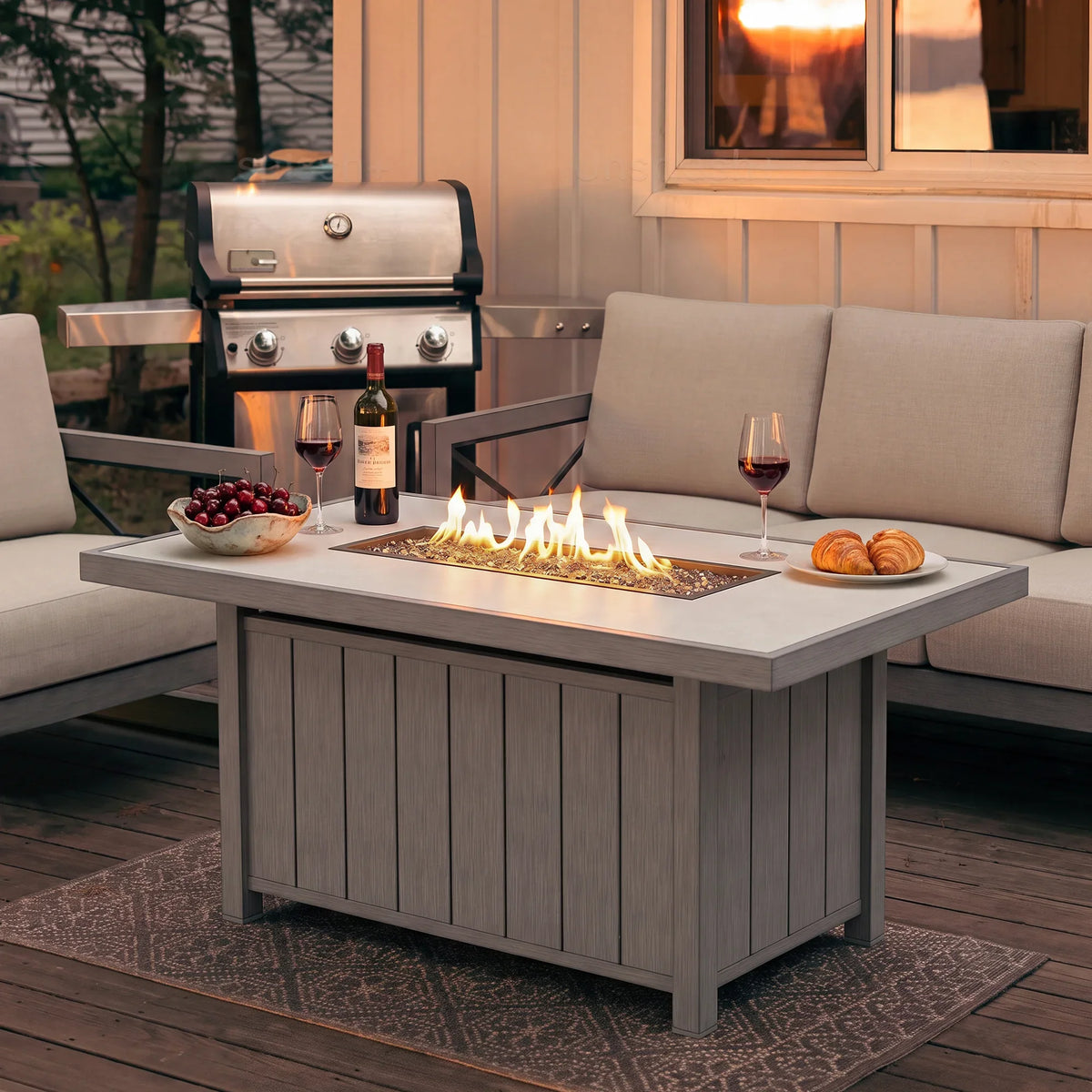 Marindo Patio 56.5'' Propane Smokeless Rectangular Fire Pit Table