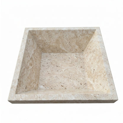 Miletos Ivory Travertine Natural Stone Fire Pit – 24-Inch Square