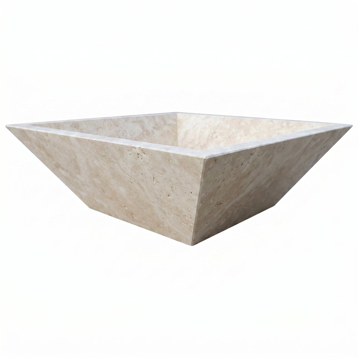 Miletos Ivory Travertine Natural Stone Fire Pit – 24-Inch Square