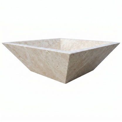 Miletos Ivory Travertine Natural Stone Fire Pit – 24-Inch Square