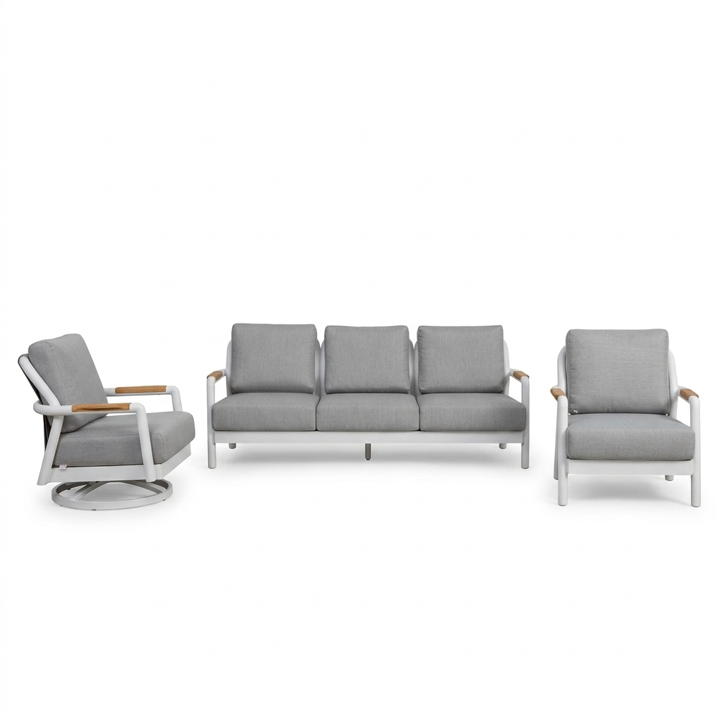 Santorini 3-Piece "More Substantial" Aluminum Outdoor Patio 5-Seating Furniture Set