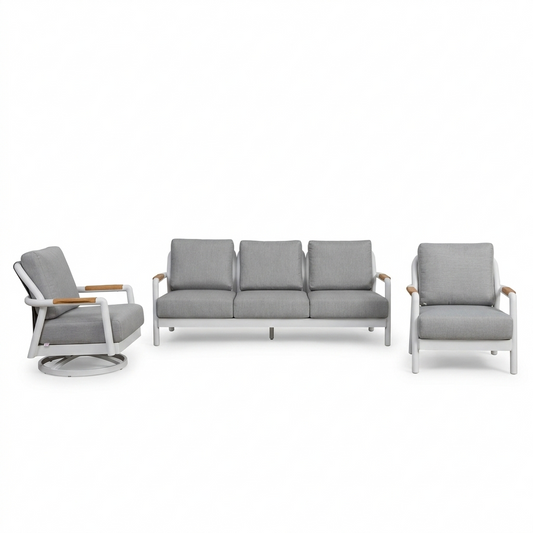 Santorini 3-Piece "More Substantial" Aluminum Outdoor Patio 5-Seating Furniture Set