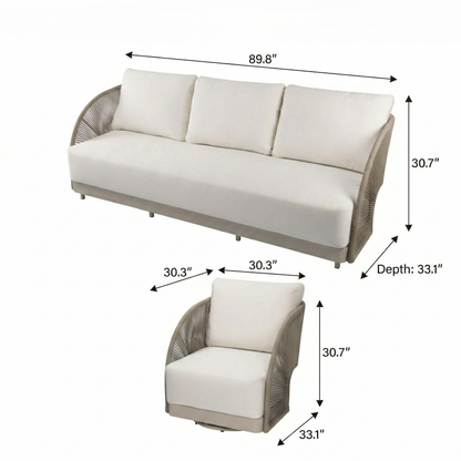 Malibu 2-Piece Aluminum Outdoor 4-Seating "Sophisticated" Furniture Set