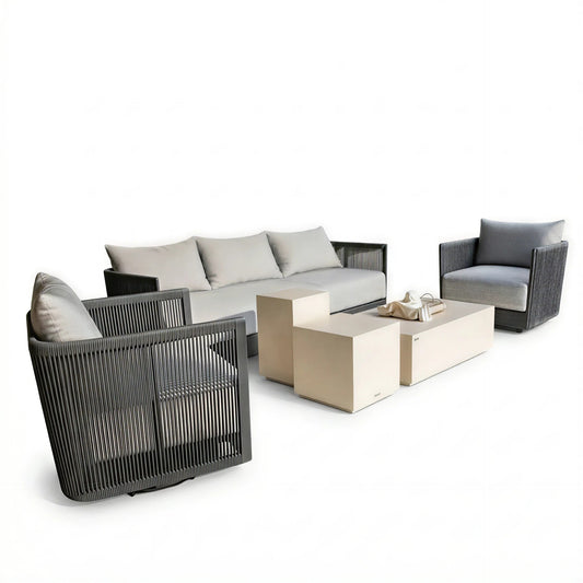 Capri 3-Piece Aluminum Outdoor 5-Seating "Contemporary" Patio Furniture Set