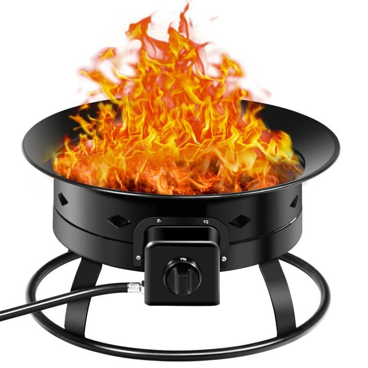 Portable Propane Gas Firebowl Fire Pit – 58,000 BTU with Cover &amp; Carry Kit