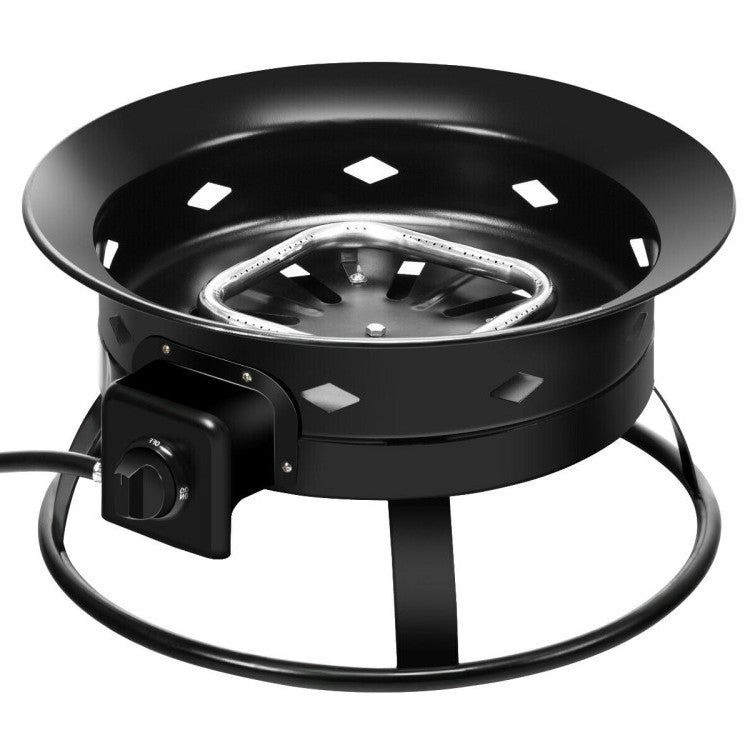 Portable Propane Gas Firebowl Fire Pit – 58,000 BTU with Cover &amp; Carry Kit