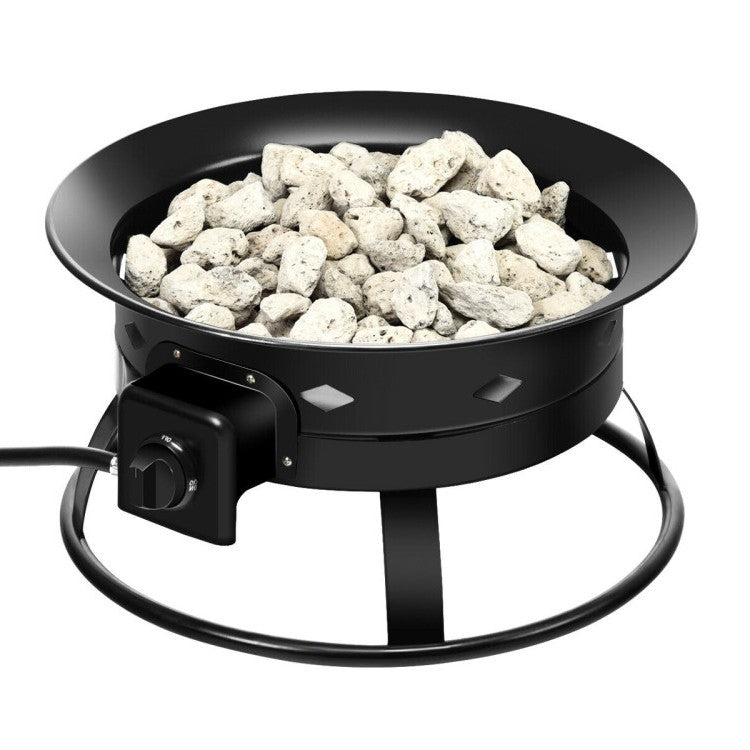 Portable Propane Gas Firebowl Fire Pit – 58,000 BTU with Cover &amp; Carry Kit