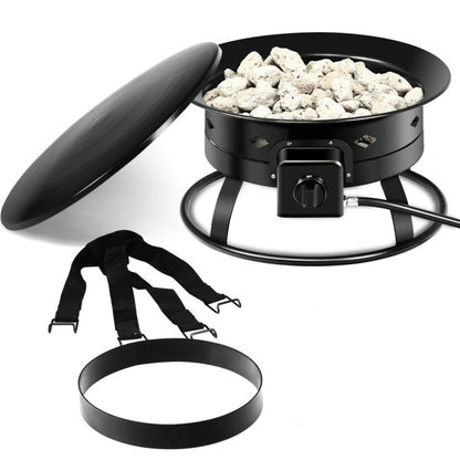 Portable Propane Gas Firebowl Fire Pit – 58,000 BTU with Cover &amp; Carry Kit