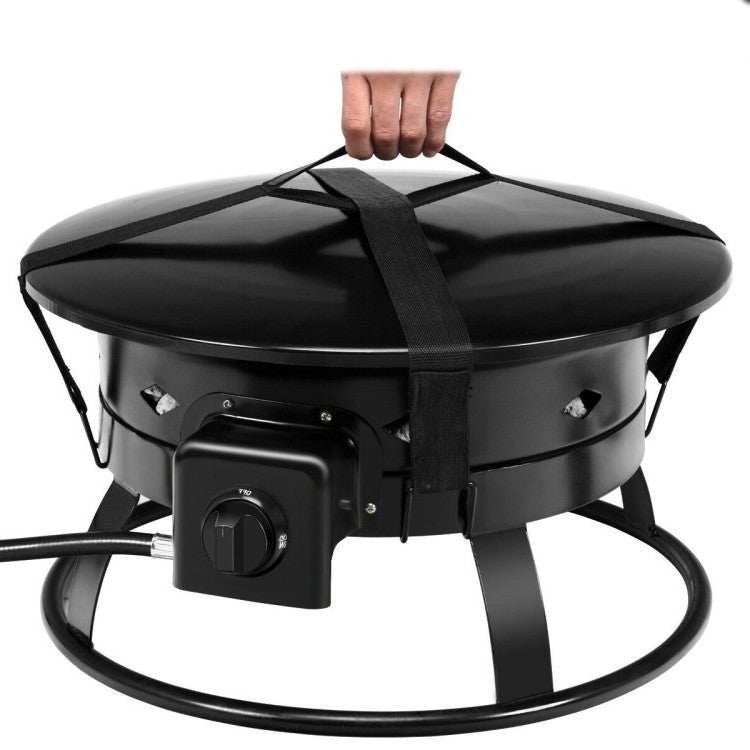 Portable Propane Gas Firebowl Fire Pit – 58,000 BTU with Cover &amp; Carry Kit