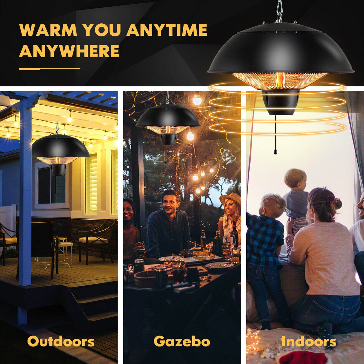 1500W 360° Electric Hanging Patio Heater