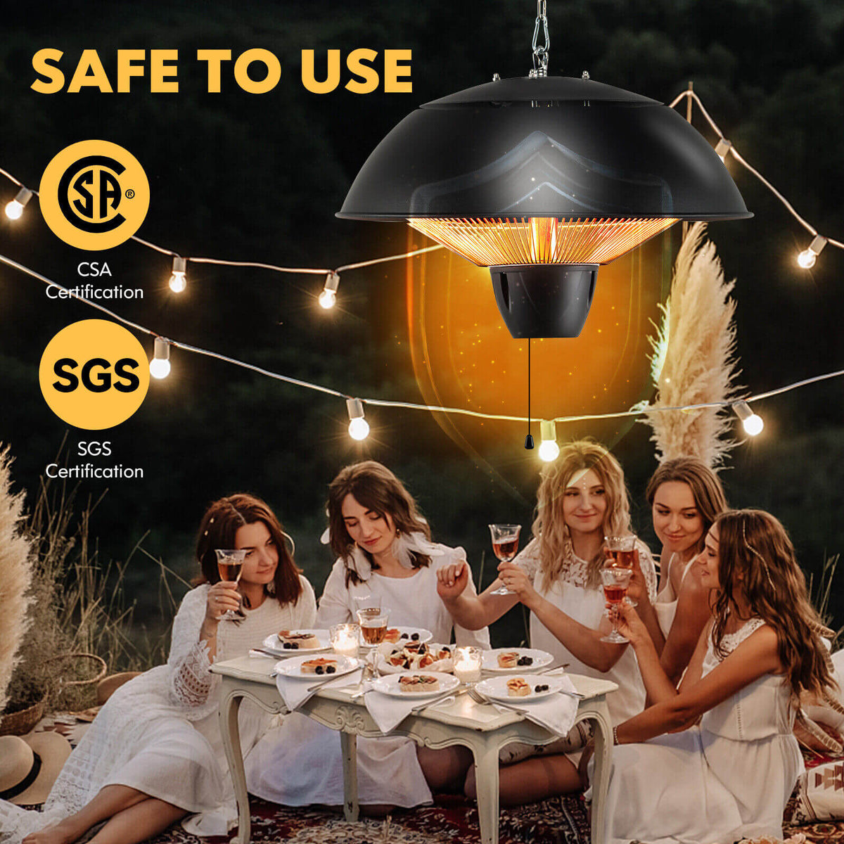1500W 360° Electric Hanging Patio Heater