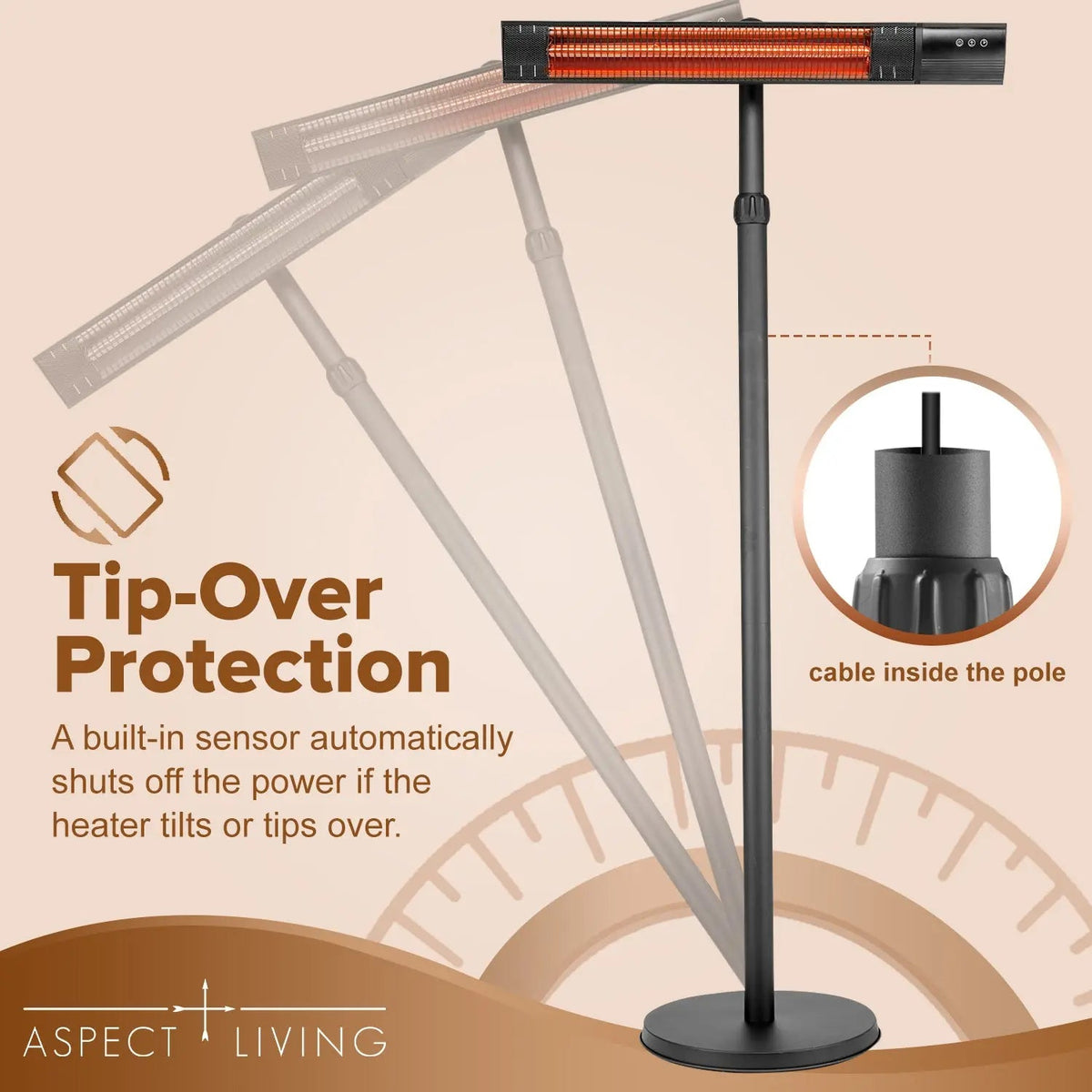 Aspect Living 1500W Pole Mounted Electric Patio Heater