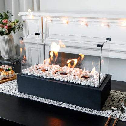JHY DESIGN Tabletop Bio Ethanol Fire Pit - Rectangular Tabletop