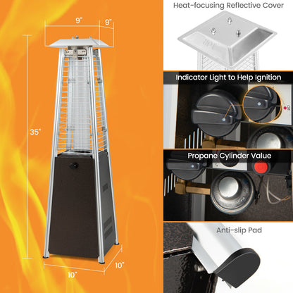 DirectDeals 10,000 BTU Portable Steel Tabletop Patio Heater with Glass Tube