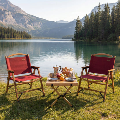 Bamboo Folding Camping Chairs with 900D Oxford Fabric – Set of 2