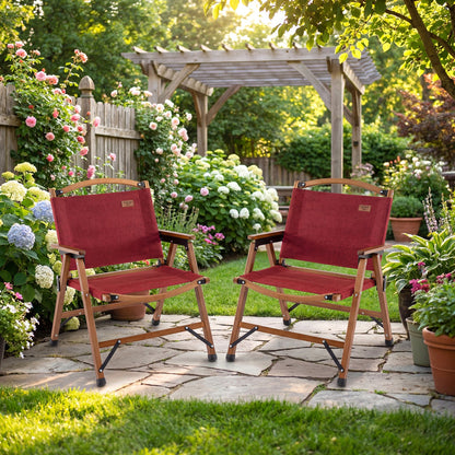 Bamboo Folding Camping Chairs with 900D Oxford Fabric – Set of 2