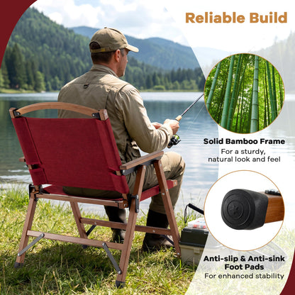 Bamboo Folding Camping Chairs with 900D Oxford Fabric – Set of 2