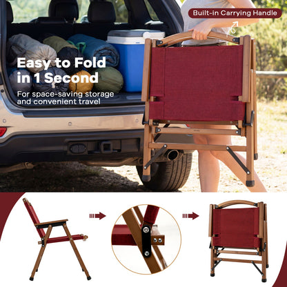 Bamboo Folding Camping Chairs with 900D Oxford Fabric – Set of 2
