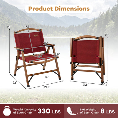 Bamboo Folding Camping Chairs with 900D Oxford Fabric – Set of 2