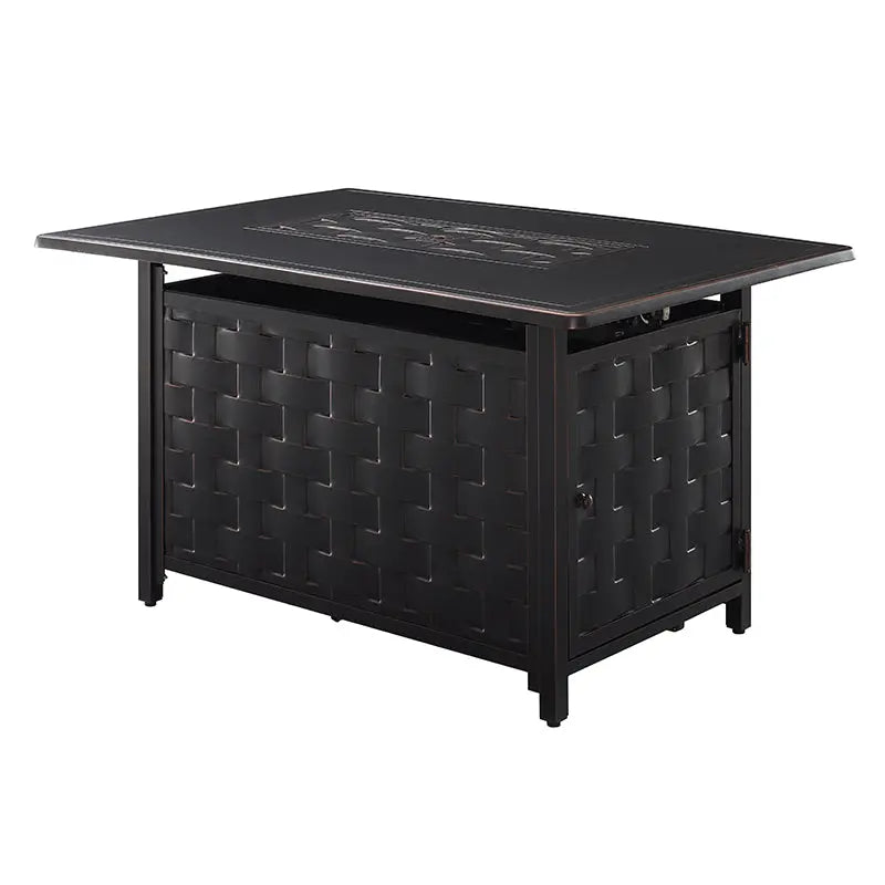 Preston 44" Rectangular Basketweave Aluminum Convertible Gas Fire Pit – 45,000 BTU