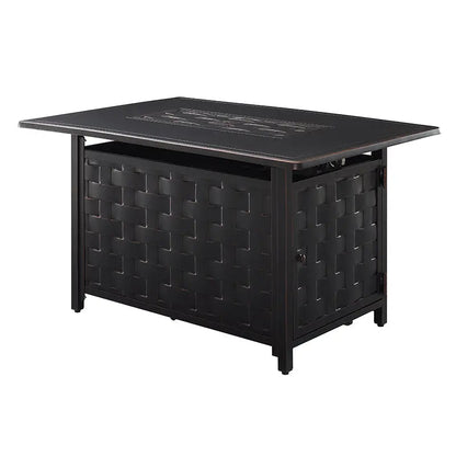 Preston 44" Rectangular Basketweave Aluminum Convertible Gas Fire Pit – 45,000 BTU