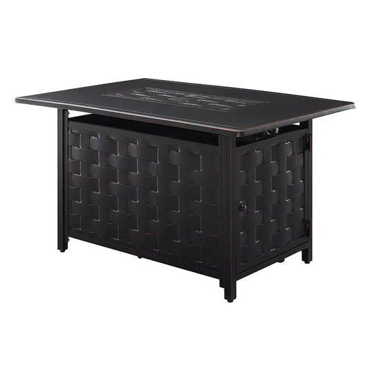 Preston 44" Rectangular Basketweave Aluminum Convertible Gas Fire Pit – 45,000 BTU