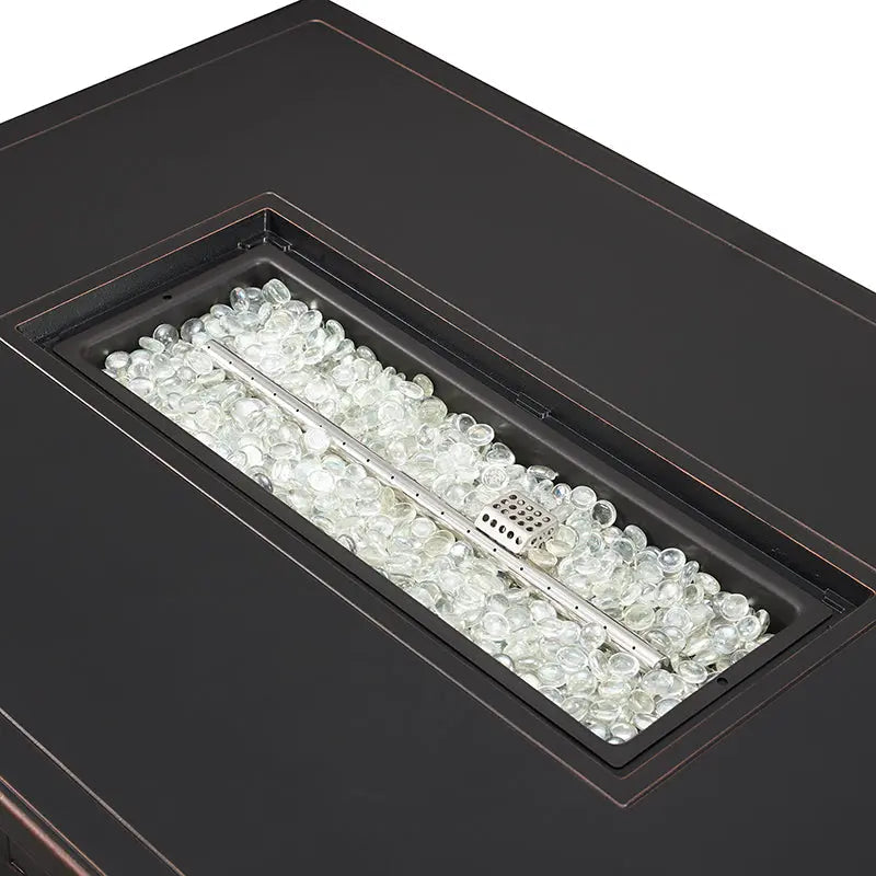 Preston 44" Rectangular Basketweave Aluminum Convertible Gas Fire Pit – 45,000 BTU