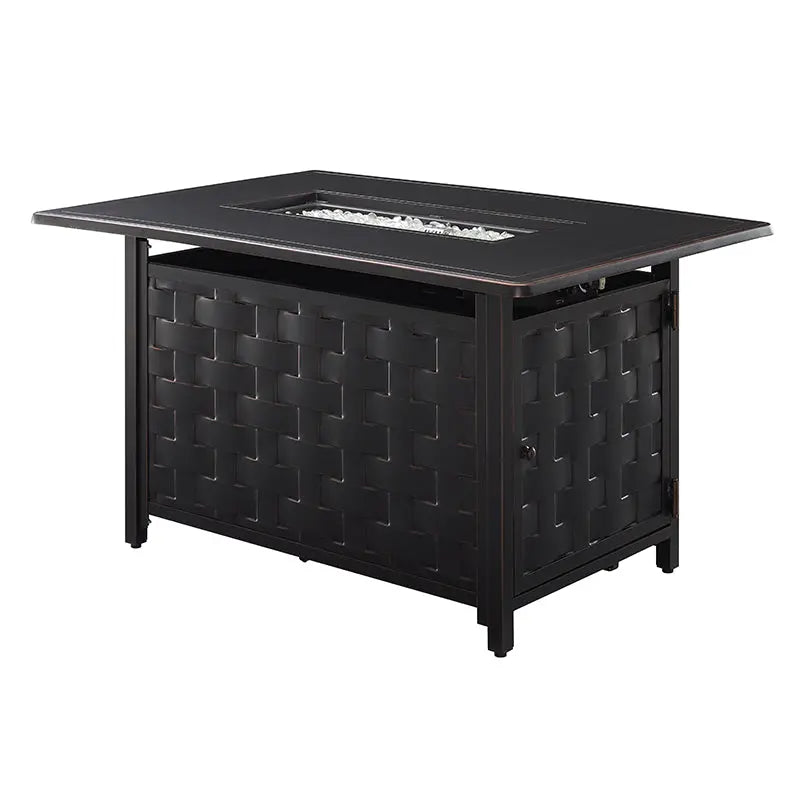 Preston 44" Rectangular Basketweave Aluminum Convertible Gas Fire Pit – 45,000 BTU