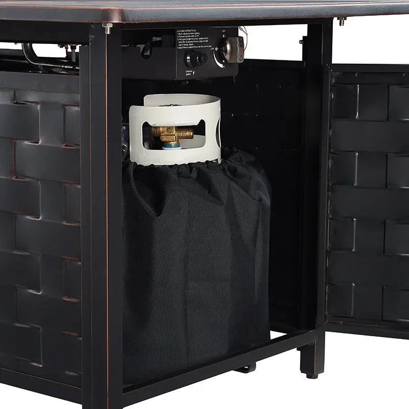 Preston 44" Rectangular Basketweave Aluminum Convertible Gas Fire Pit – 45,000 BTU