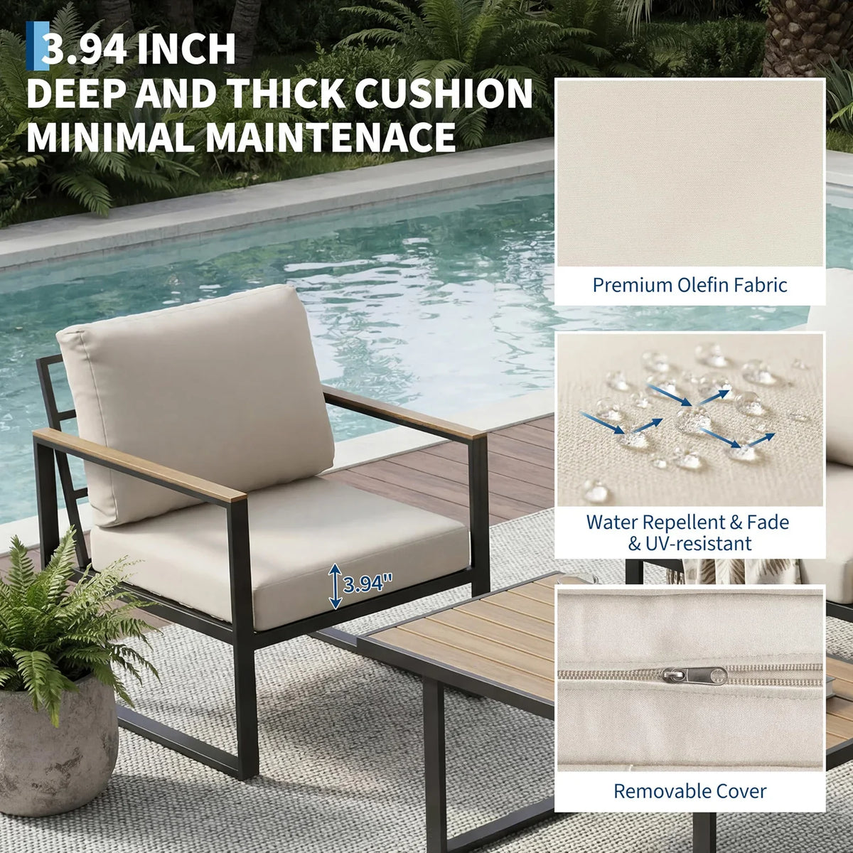 Modern 4-Piece Outdoor Patio Furniture Set