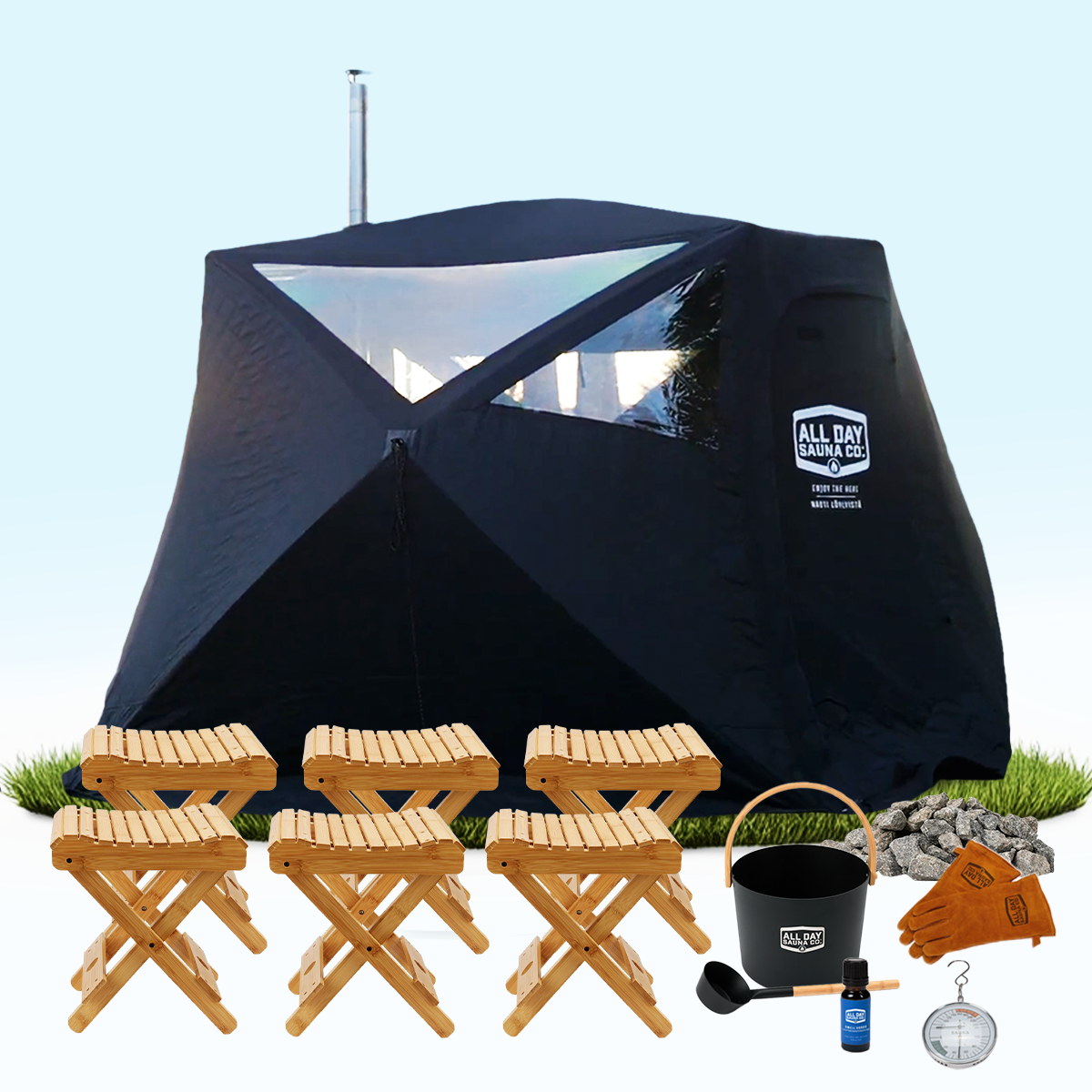 6-Person Portable Outdoor Wood-Burning Sauna – Deluxe Package