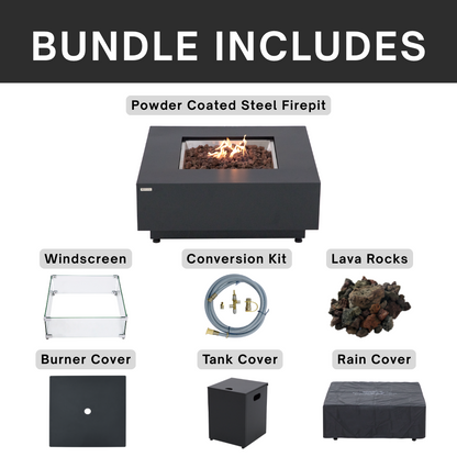 50,000 BTU Outdoor Propane Fit Pit Table with Natural Gas Conversion Kit included