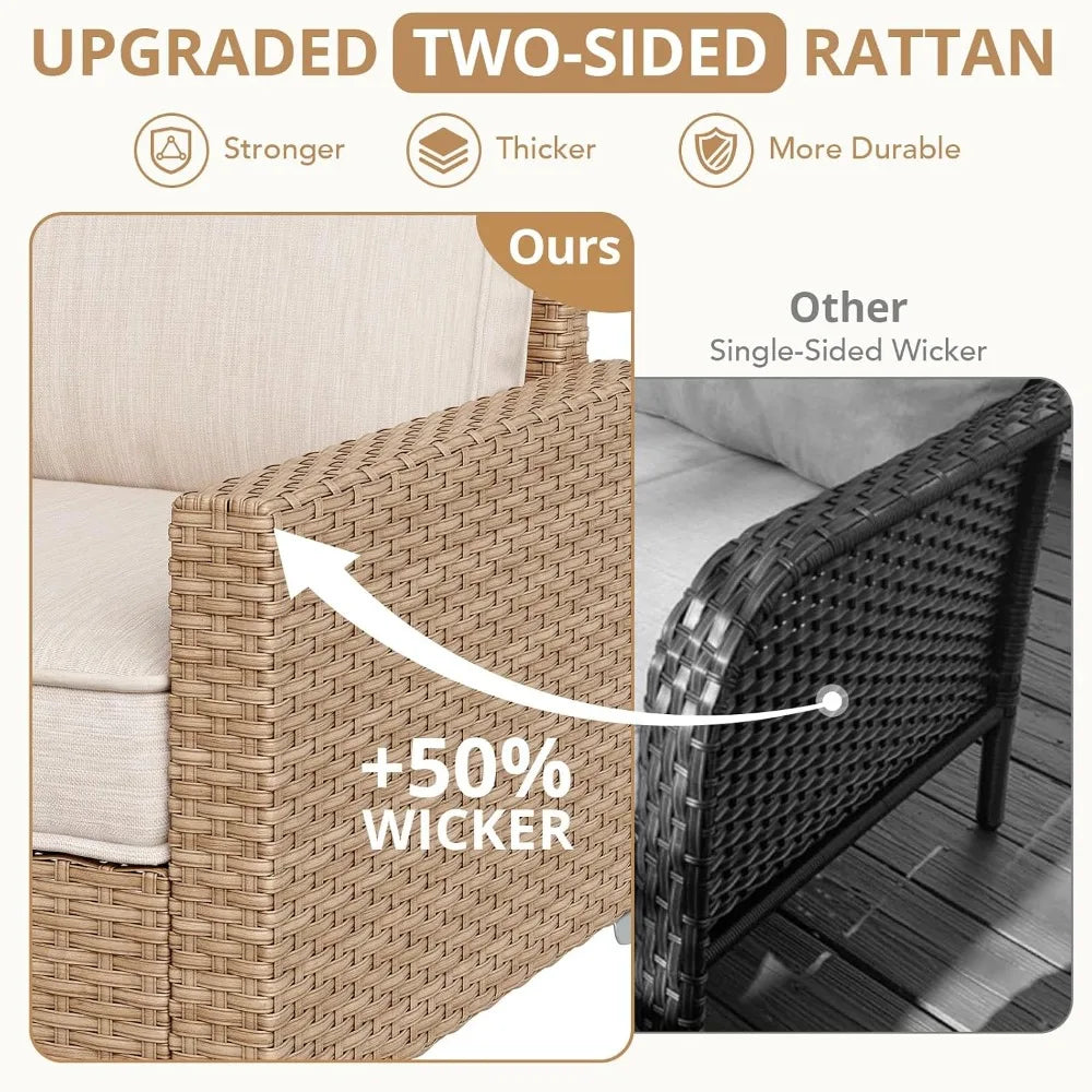 4-Piece Elevated Wicker Outdoor Patio Furniture Set