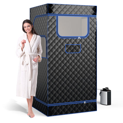 Portable Home Steam Sauna with 3L Steam Generator & Folding Chair-Black
